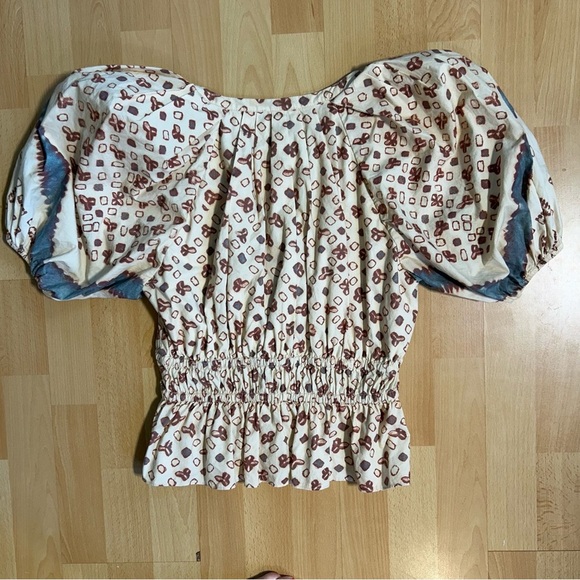 Ulla Johnson Ines Puff Sleeve Peplum Cotton Blouse Size 6 Boho Cottagecore - Picture 10 of 15